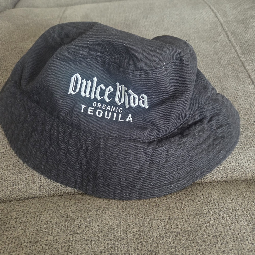 Dulce Vida (organic tequila), Retro, Bucket Hat (black cotton) Hippie 70s Style